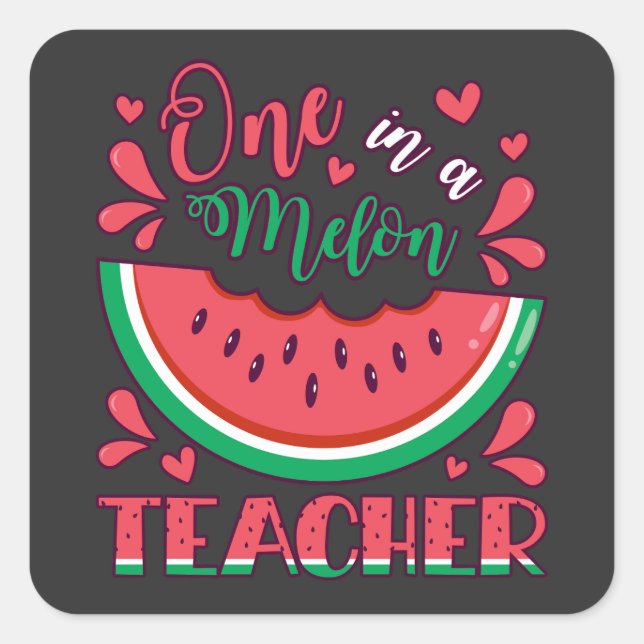Sticker Carré Un dans un Melon Teacher B Day Party (Devant)