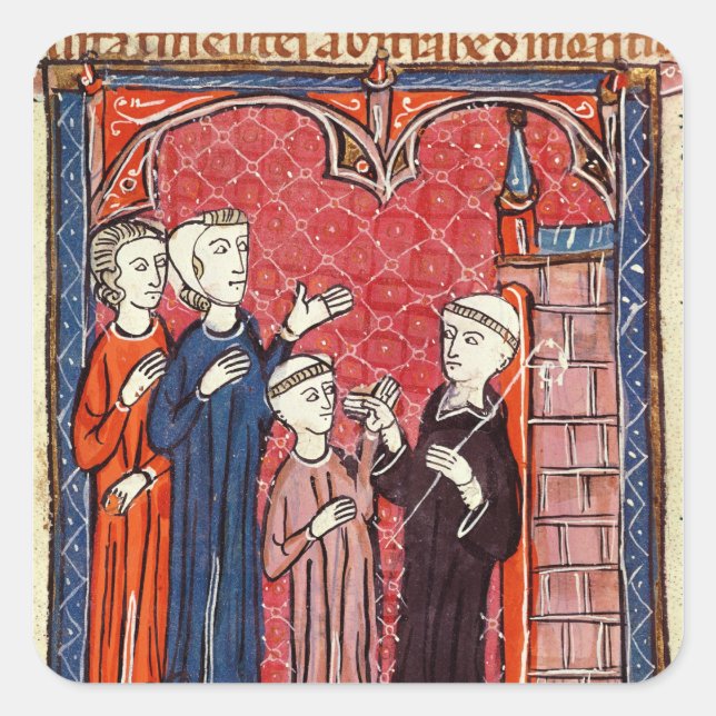 Sticker Carré Un enfant amené à un monastère par ses parents (Devant)