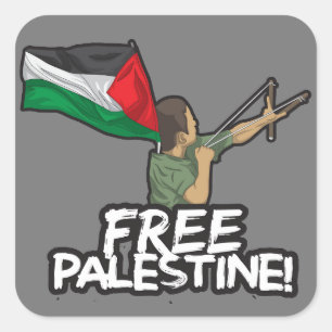 Sticker Carré Un enfant-drapeau du Résister Palestinien Liberté 