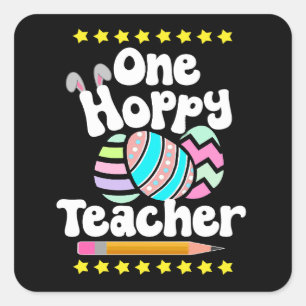 Sticker Carré Un enseignant Hoppy Tutor Eggcellable Pâques Fun