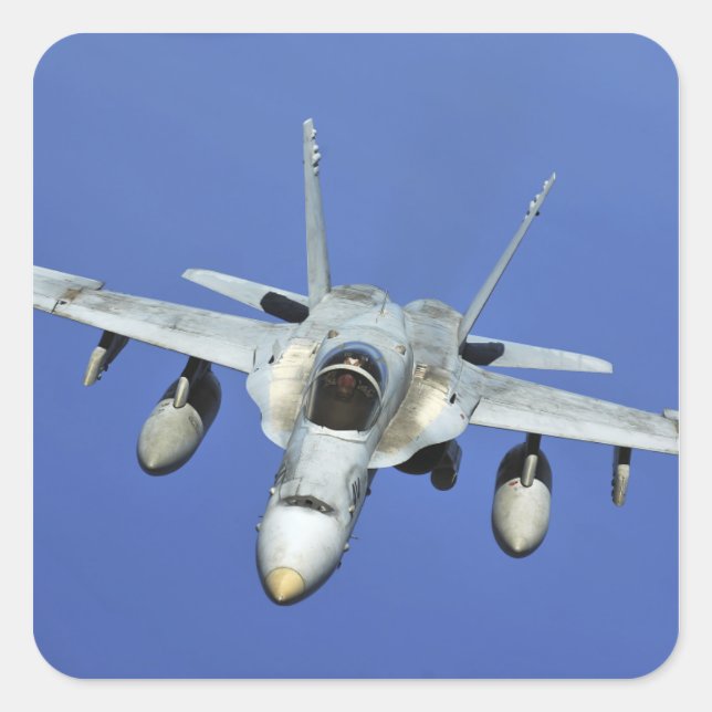 Sticker Carré Un F/A-18 Hornet participe à une mission (Devant)