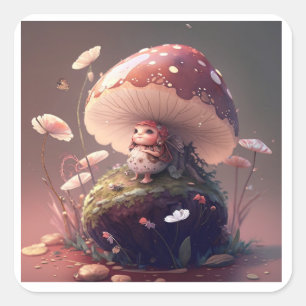 Sticker Carré Un Fae De Champignons Sauvages