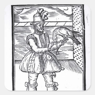 Sticker Carré Un Falconer avec son Goshawk