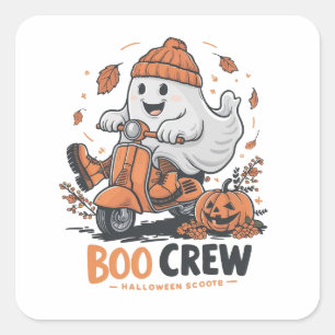 Sticker Carré Un fantôme ludique chevauchant un scooter