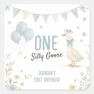Sticker Carré Un Garçon Silly Goose Premier anniversaire