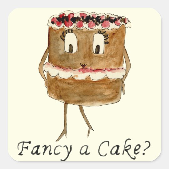 Sticker Carre Un Gateau Amusant Au Chocolat Un Dessin Original Zazzle Fr