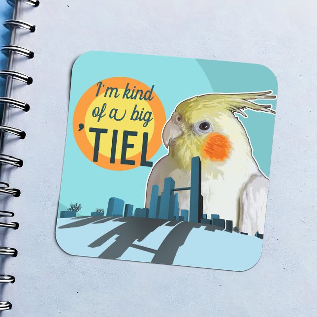 Sticker Carré Un genre de gros gâteau amusant Cockatiel Pet Anim (Funny cockatiel motivational kids' notebook sticker)