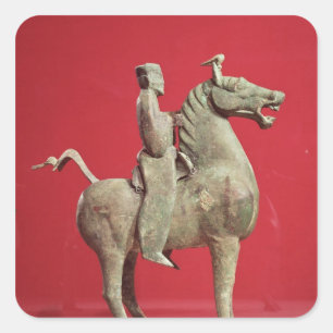 Sticker Carré Un homme à cheval de Wu-wei, Kansu