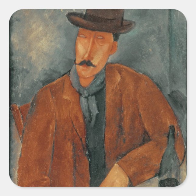Sticker Carré Un homme assis sur une table (Devant)