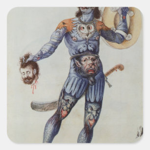 Sticker Carré Un homme Pictish tenant une tête humaine