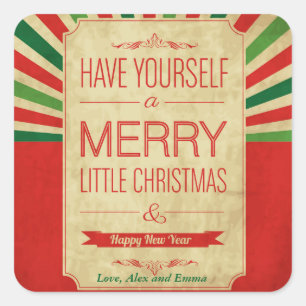 Sticker Carré Un joyeux petit Noël et une bonne année