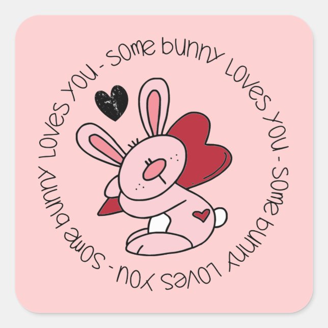 Sticker Carré Un Lapin T'Aime (Devant)