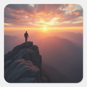 Sticker Carré Un majestueux lever de soleil vu du sommet de la m