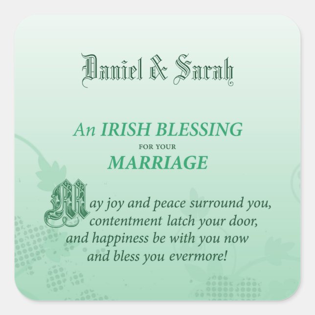 Sticker Carré Un Mariage irlandais qui félicite (Devant)