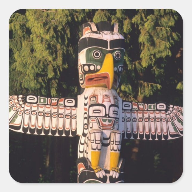 Sticker Carré Un mât totem à Vancouver, Canada. (Devant)