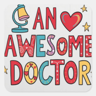 Sticker Carré Un médecin génial. Cadeau de remerciement