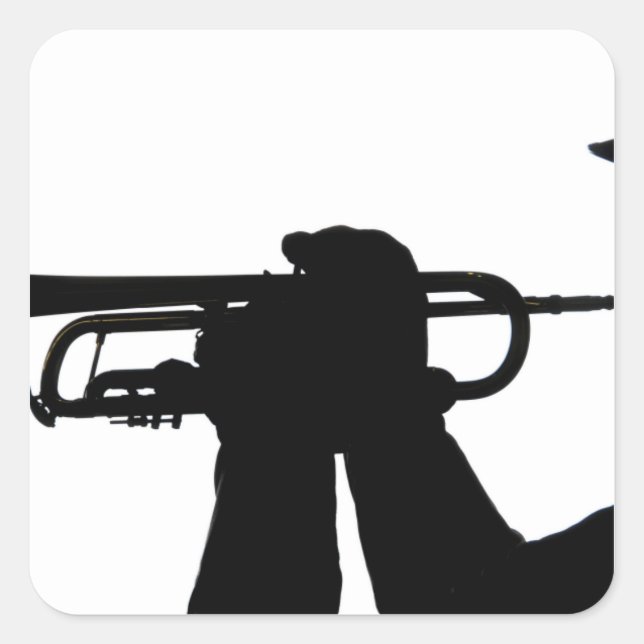 Sticker Carré Un membre de service joue une chanson (Devant)