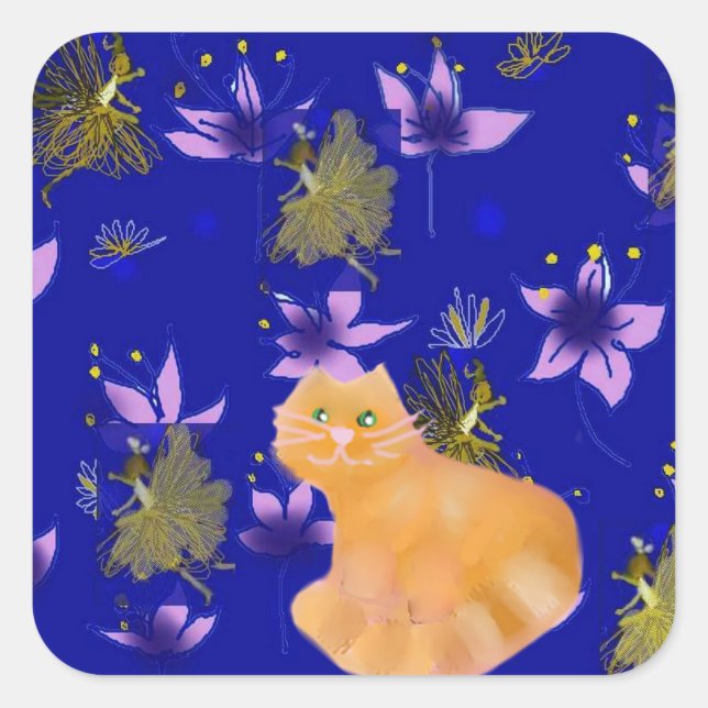 Sticker Carré Un mignon chat nommé Catool (Devant)