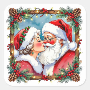Sticker Carré Un Noël sucré à l'ancienne   M. et Mme Claus