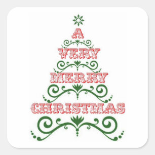 Sticker Carré Un Noël très Joyeux !  Coutume d'étiquette de