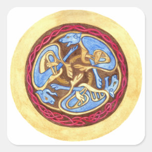 Sticker Carré Un noeud sans fin avec des animaux