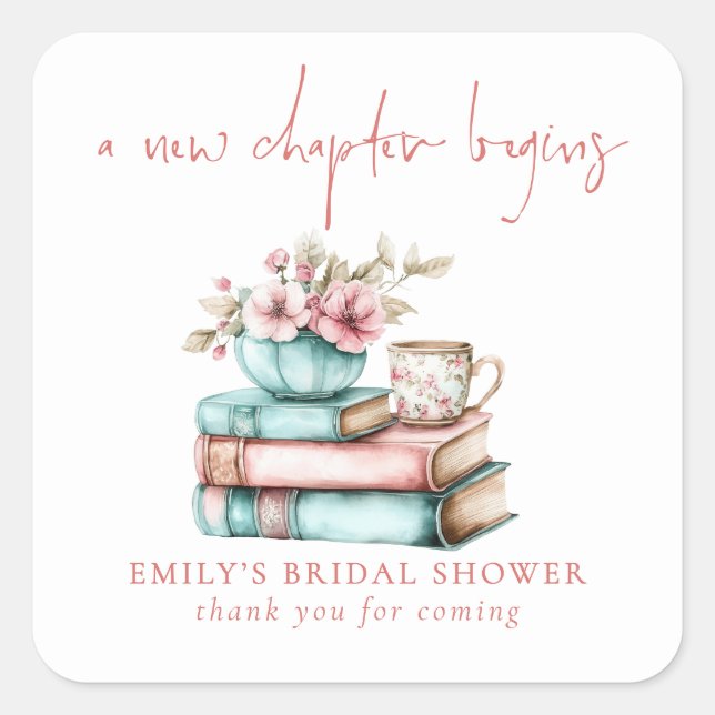 Sticker Carré Un nouveau chapitre commence Livre Merci Cadeau de (Devant)