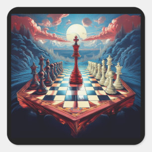 Sticker Carré Un Nouveau Concept Sur Le Jeu Des Échecs