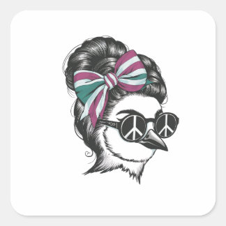 Sticker Carré un oiseau aux cheveux élégamment stylisés