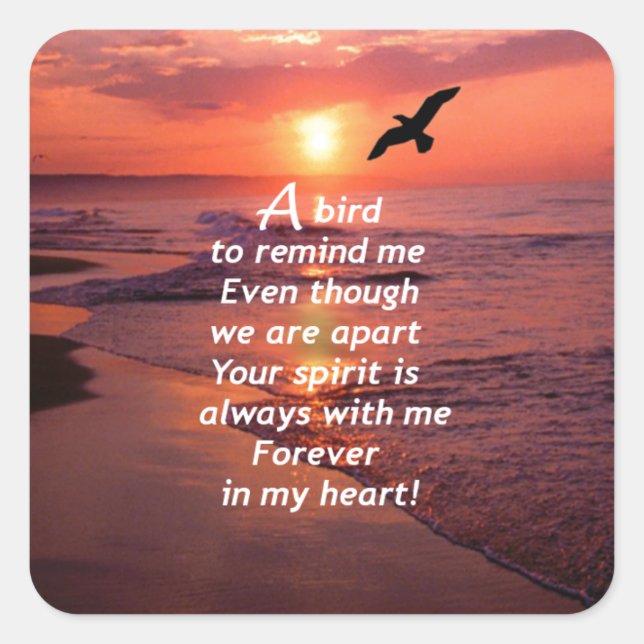 Sticker Carré Un oiseau pour me rappeler (Devant)