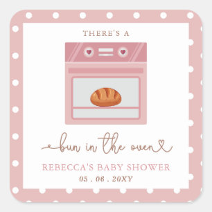 Sticker Carré Un Pain Dans Le Baby shower Rose Fille Bébé Au Fou