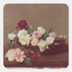 Sticker Carré Un panier de Rose, 1890