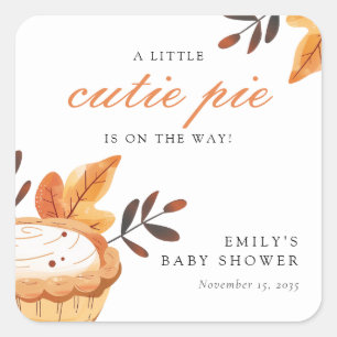 Sticker Carré Un Petit Baby shower Floral De La Chute De Pie Cut