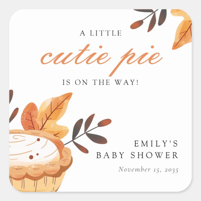 Sticker Carré Un Petit Baby shower Floral De La Chute De Pie Cut (Devant)