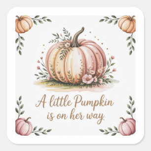 Sticker Carré Un Petit Citrouille Est En Chemin De Baby shower