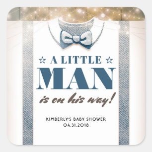 Sticker Carré Un Petit Homme Est En Chemin De Baby shower