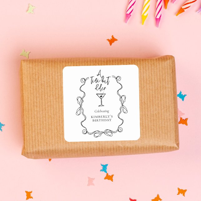 Sticker Carré Un Petit Peu Plus Vieux Black Wavy Bordure fête d' (Créateur téléchargé)