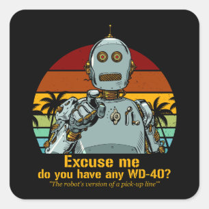 Sticker Carré Un robot amusant rétro a besoin d'être huilé