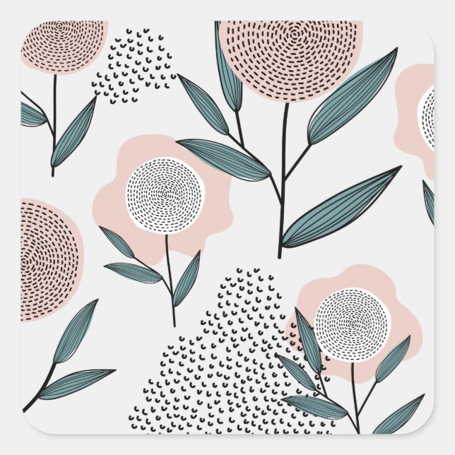 Sticker Carré Un rose (Devant)