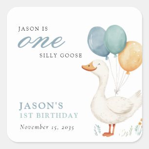 Sticker Carré Un sot Goose Boy 1er anniversaire