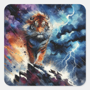 Sticker Carré Un tigre majestueux