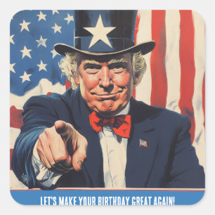 Sticker Carré Un Trump drôle de message pour un joyeux 50ème ann