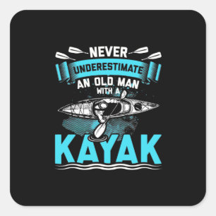 Sticker Carré Un vieil homme avec un kayak