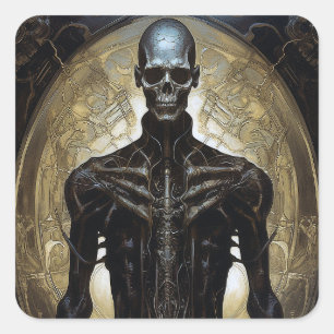 Sticker Carré Undead Cyborg Sci-Fi Horror Art