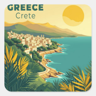 Sticker Carré Une affiche de voyage classique nostalgique – Grèc