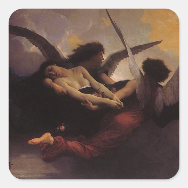 Sticker Carré Une âme emmenée au ciel par Bouguereau (Devant)