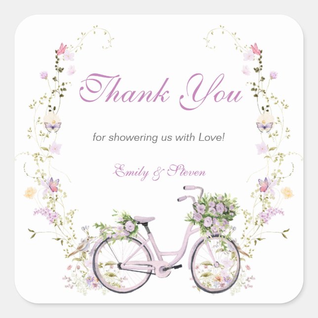 Sticker Carré Une Baby Shower Petite Fleur Sauvage (Devant)