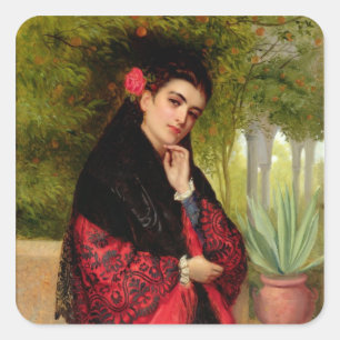Sticker Carré Une beauté espagnole, 1872 (huile sur toile)