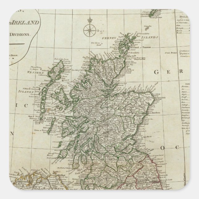 Sticker Carré Une carte complète des îles britanniques (Devant)
