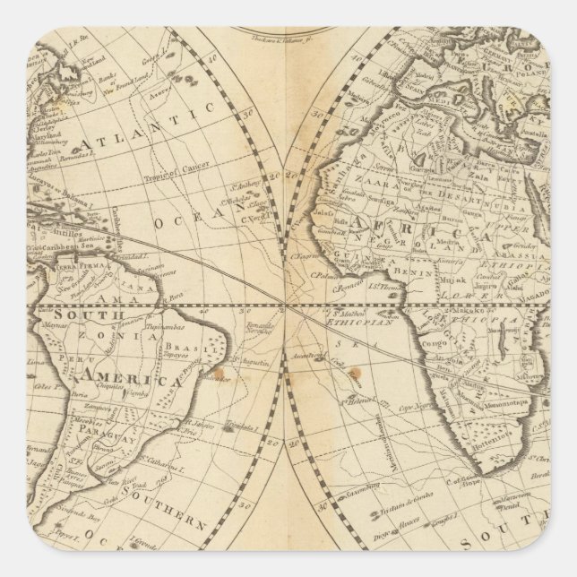 Sticker Carré Une carte du monde (Devant)