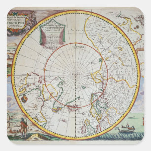 Sticker Carré Une carte du Pôle Nord